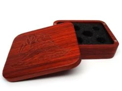 Easy Roller Wooden Dice Case - Padauk With Wizard Hat