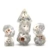 Foam Brain Games 7ct Polyhedral Dice Set Skull & Silver Glitter