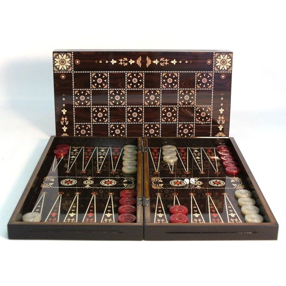 19" Backgammon Flowered Decoupa