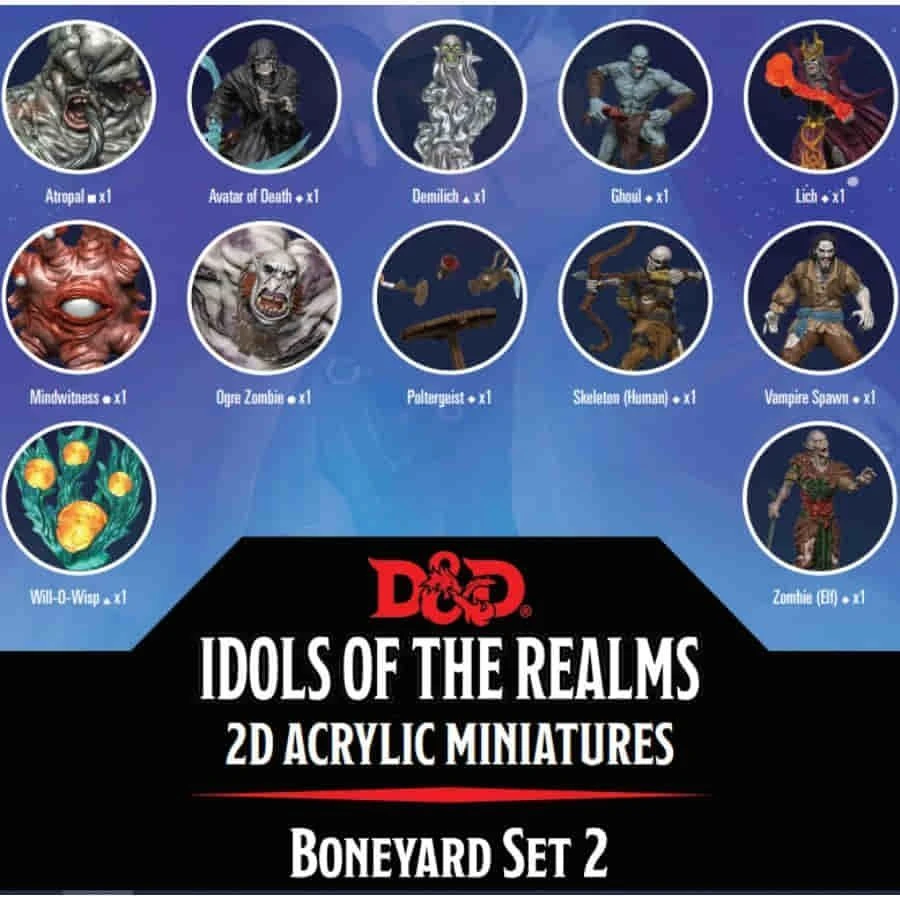 D&D Idols Of The Realms 2D Acrylic Miniatures Boneyard Set 2 (94511)