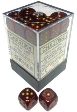 Other Chessex 12mm Glitter Ruby/Gold 36ct D6 Set (27904)